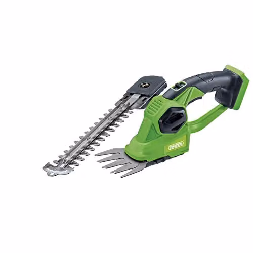 Draper D20 2-in-1 Cordless Hedge and Grass Trimmer, Green