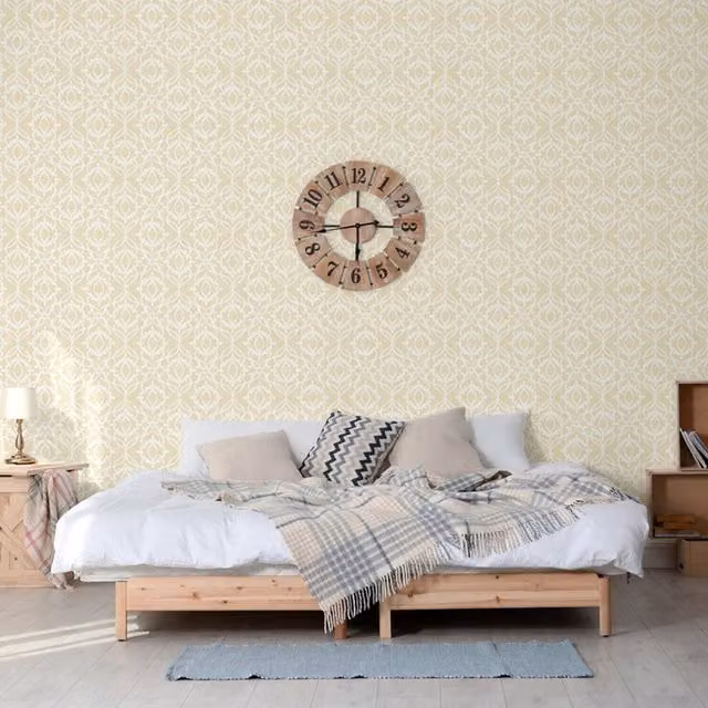 SK Filson Classic Floral Abstract Washable Wallpaper in Gold and White