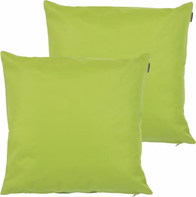ICON Set of 2 Plain Indoor and Outdoor Square Cushions with Hollow Fibre Filling, Green, W/D/H: 43 x 43 x 43 cm