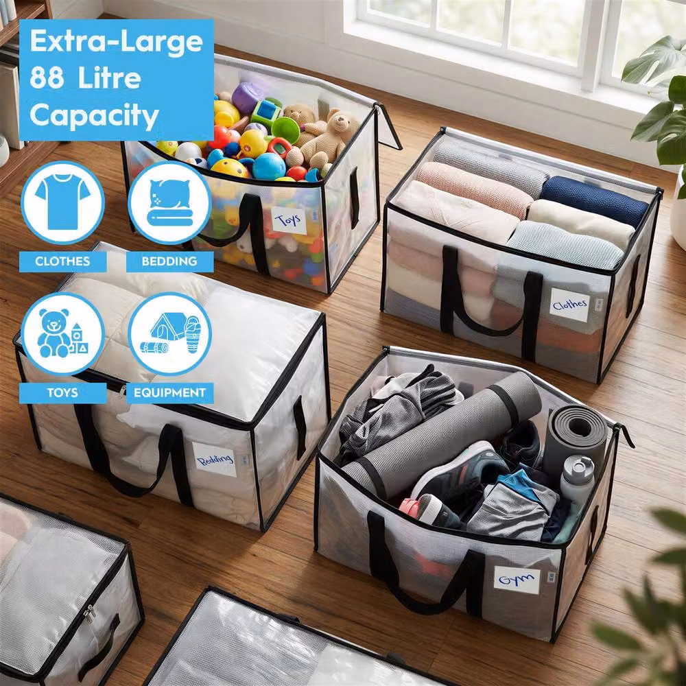 Harbour Housewares Large Heavy Duty Moving Bags, 90L, Pack of 6, Transparent – 4