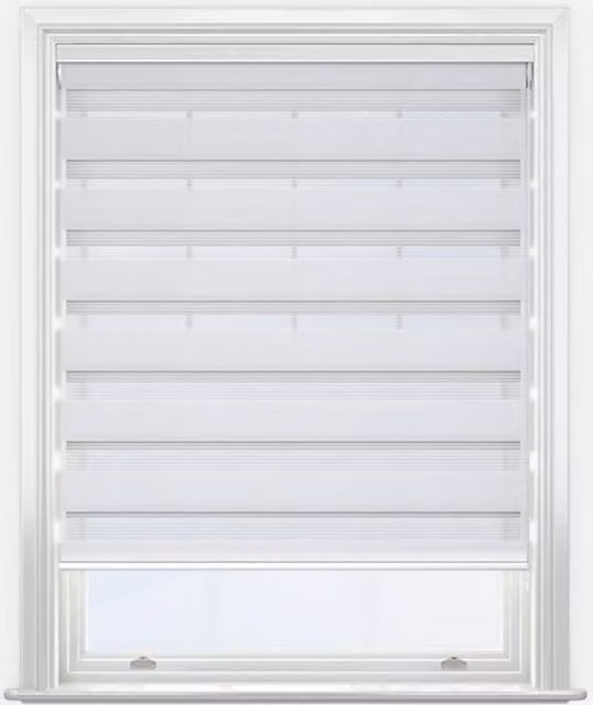 New Edge Blinds Soft White Dimout Day & Night Roller Blind, W: 110 cm, H: 240 cm