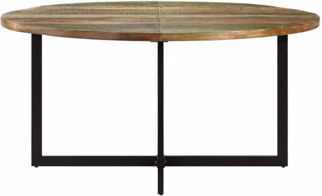 Berkfield Home Rectangular Industrial Dining Table in Reclaimed Wood with X-Frame Metal Legs, W: 150 cm, D: 75 cm, H: 75 cm