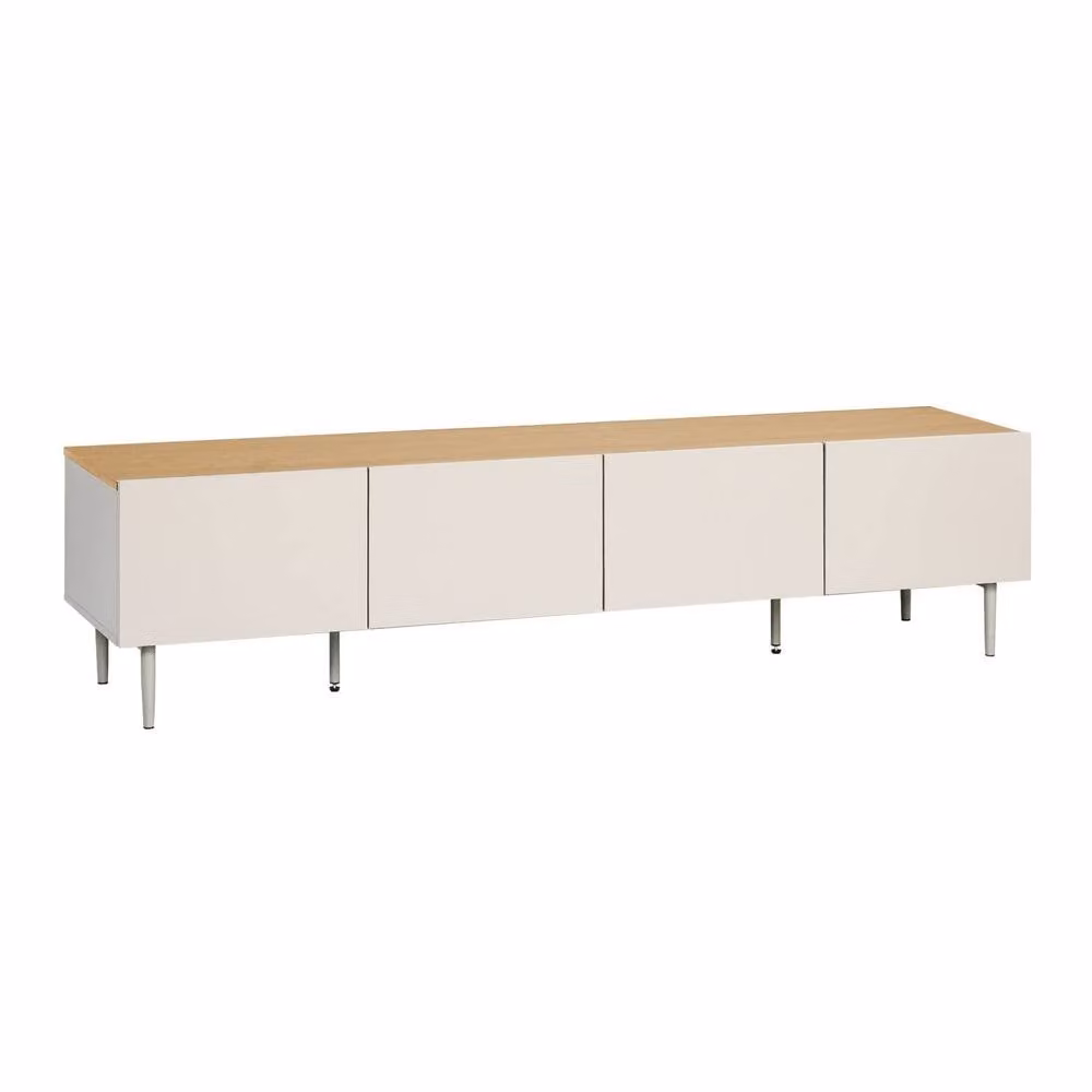 Sweekeek Modern 4-Door TV Stand in Beige with Metal and MDF Construction, W/D/H: 180 x 40 x 44 cm – 2