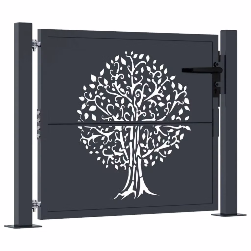 Berkfield Anthracite Steel Garden Gate with Tree Design, W: 80 cm, H: 105 cm – 2
