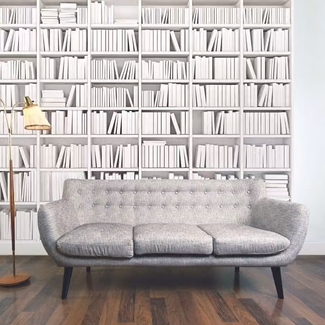 Origin Murals Library Modern Wall Mural in White