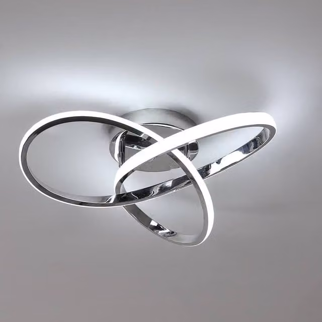 Pheashine Modern LED Ceiling Light, 38W, White and Silver, Diameter: 40 cm
