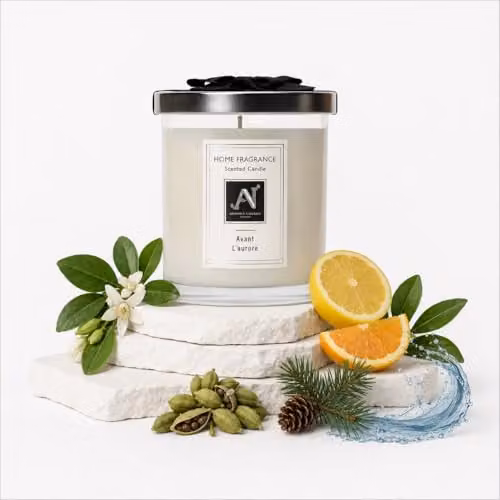 Aroma Naturals Minimalist Luxe Avant l'Aurore Scented Candle in White