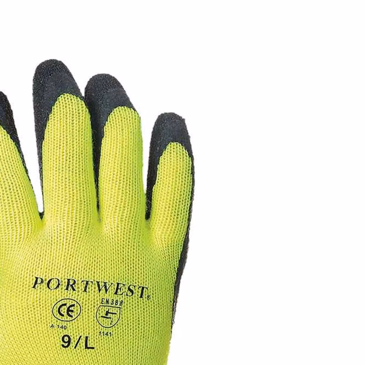 Portwest Thermal Grip Latex Gloves in Yellow, Size: XXL – 2