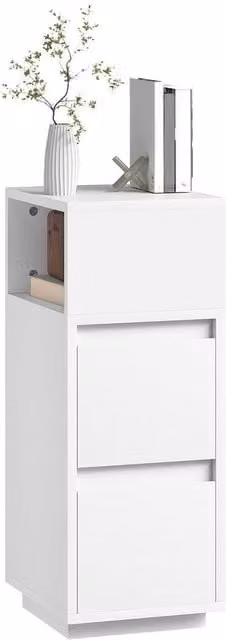 KORVIXA White Slim Bedside Table, Narrow Bedside Cabinet, W/D/H: 100 x 100 x 100 cm – 1