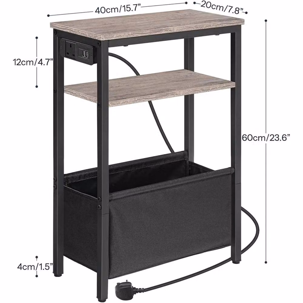 FORGEVIO Grey Metal Bedside Table, W/D/H: 40 x 20 x 60 cm – 2
