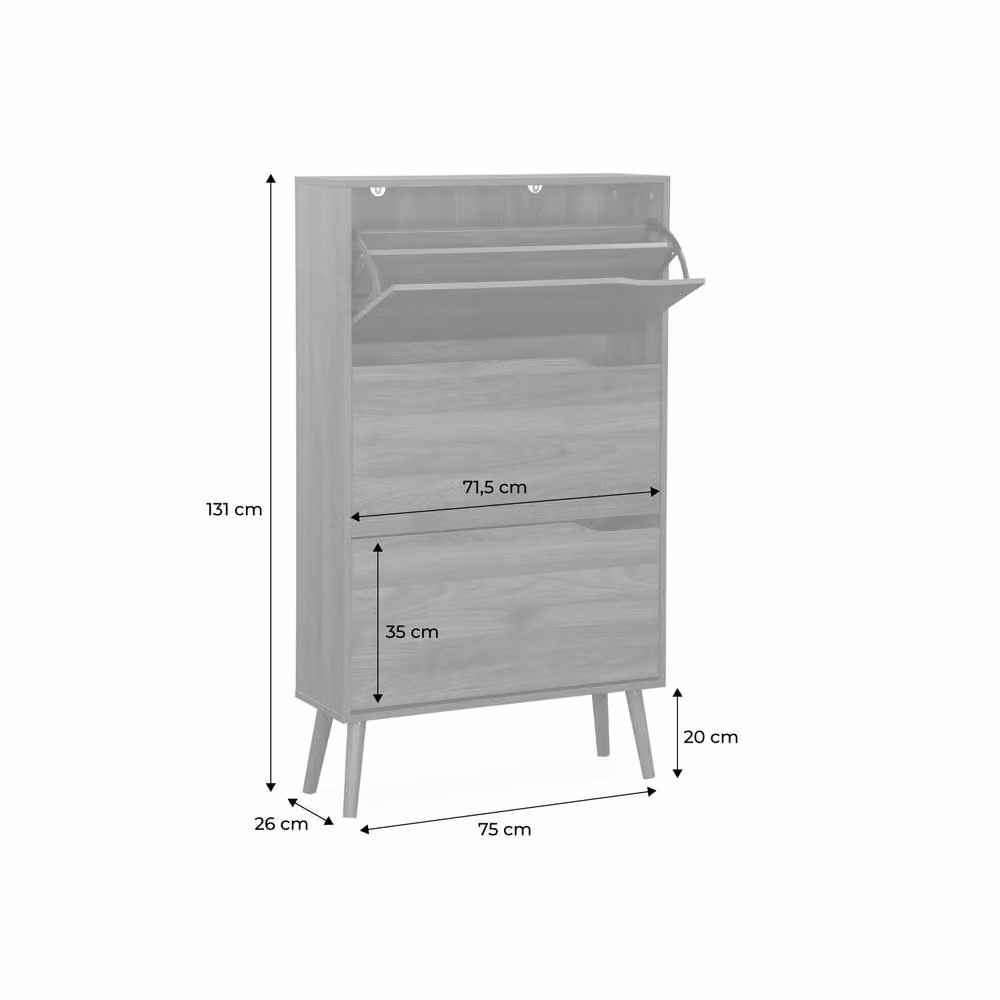 sweeek 3-door Shoe Cabinet in Dark Brown Walnut Wood Effect, W/D/H: 75 x 26 x 131 cm – 2