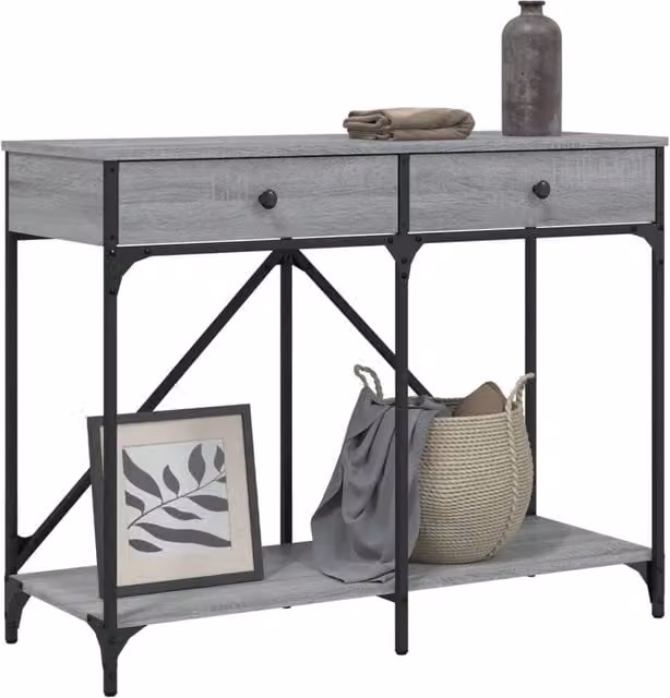 Berkfield Home Decorative Console Table in Grey Sonoma, W/D/H: 100 x 39 x 78.5 cm