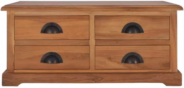 Berkfield Home Rustic Solid Teak Wood Coffee Table, Brown, W/D/H: 68 x 68 x 30 cm
