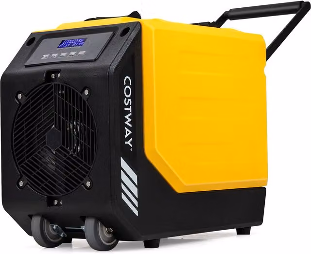 Costway Industrial Dehumidifier with Pump, 90L/Day Capacity, Yellow – 1