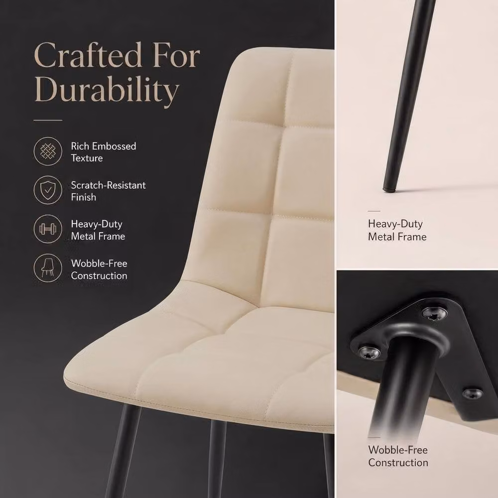 Bravich LTD Zurich Faux Leather Embossed Dining Chairs in Ivory, Pack of 2 – 5