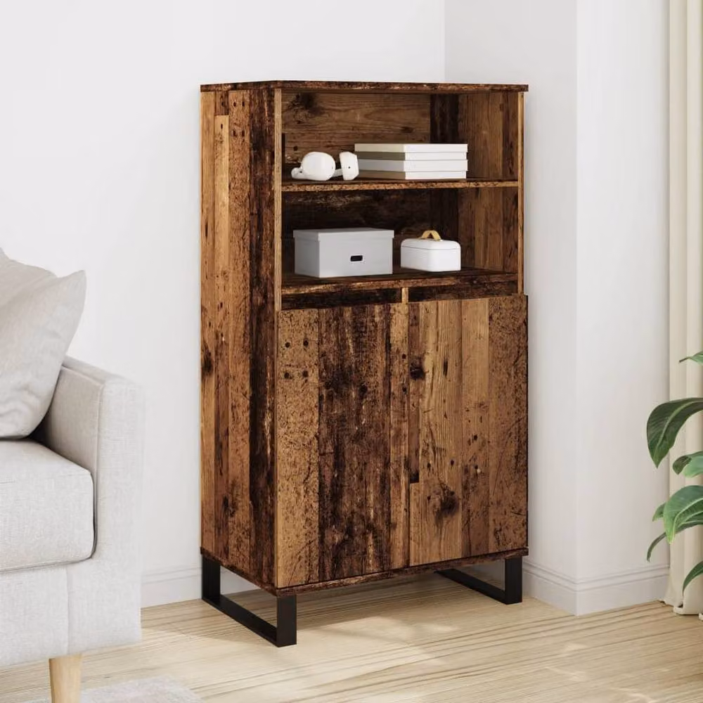 Berkfield Home Old Wood Highboard in Brown, W/D/H: 60 x 36 x 110 cm – 2