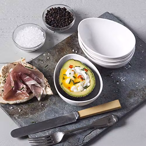 Wm Bartleet & Sons Set of 4 White Porcelain Avocado and Guacamole Serving Dishes, Diameter: 13 cm – 4