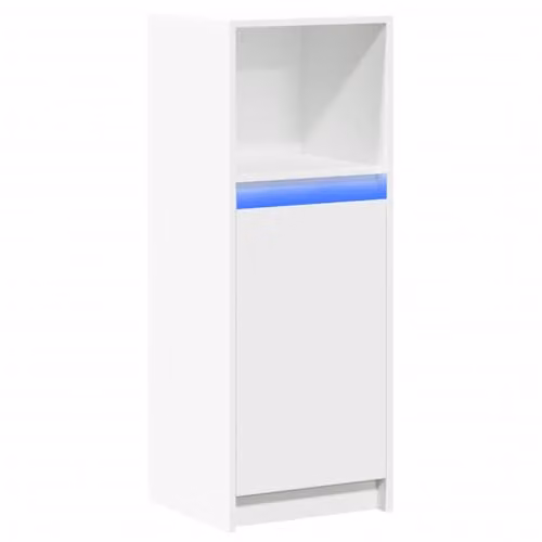 vidaXL Modern White Sideboard with Integrated LED Lighting, W/D/H: 38 x 34 x 100 cm