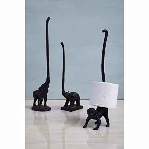 Orsina Fauna Elephant Freestanding Toilet Roll Holder in Black, W12 x D7 x H35 cm – 2
