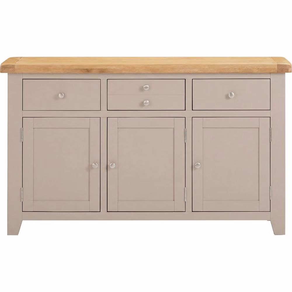 Seconique Windsor 3 Door 3 Drawer Sideboard in Beige and Oak – 2
