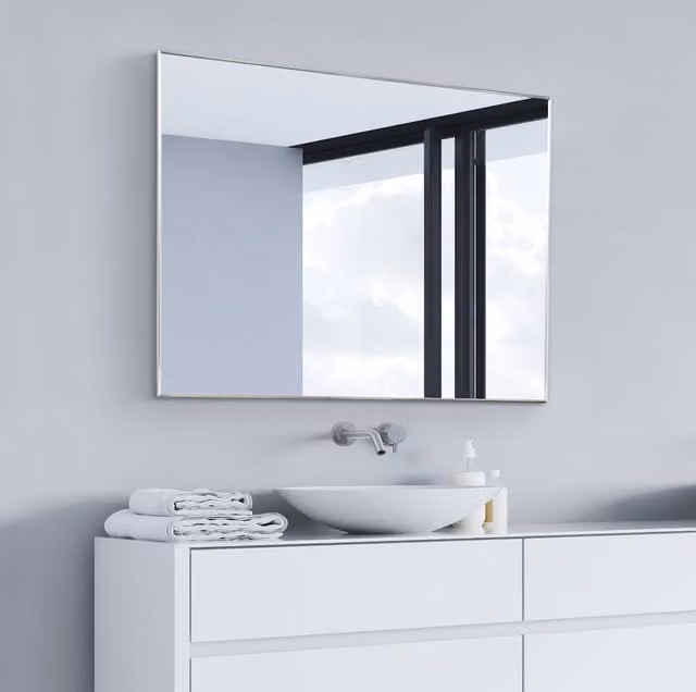 MirrorOutlet Modern Rectangular Wall Mirror with Silver Aluminium Frame