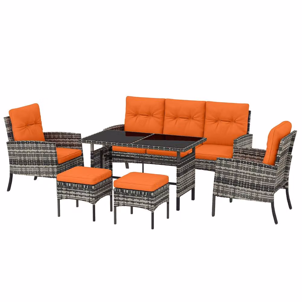 STILVORA Modern Garden Furniture Set with Dining Table and Cushions in Orange – 5