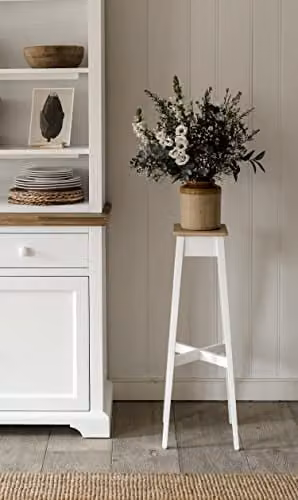 Statement Furniture Florence Acacia Wood Plant Stand, White, H 80 x W 28 x D 28 cm
