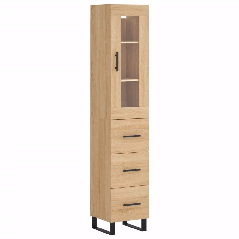 Berkfield Home Sonoma Oak Highboard in Light Brown, W/D/H: 34.5 x 34 x 180 cm – 3