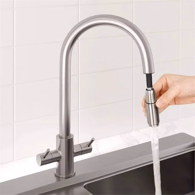 SPETLEK Pull Out Kitchen Tap in Silver Brushed Nickel – 1