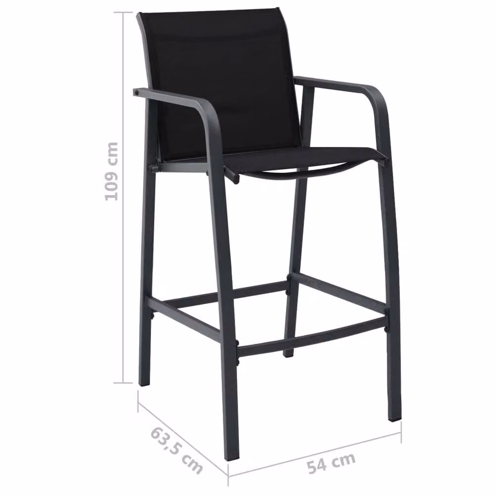 Berkfield Home 5 Piece Modern Garden Bar Set in Matt Black Metal and Glass – 2