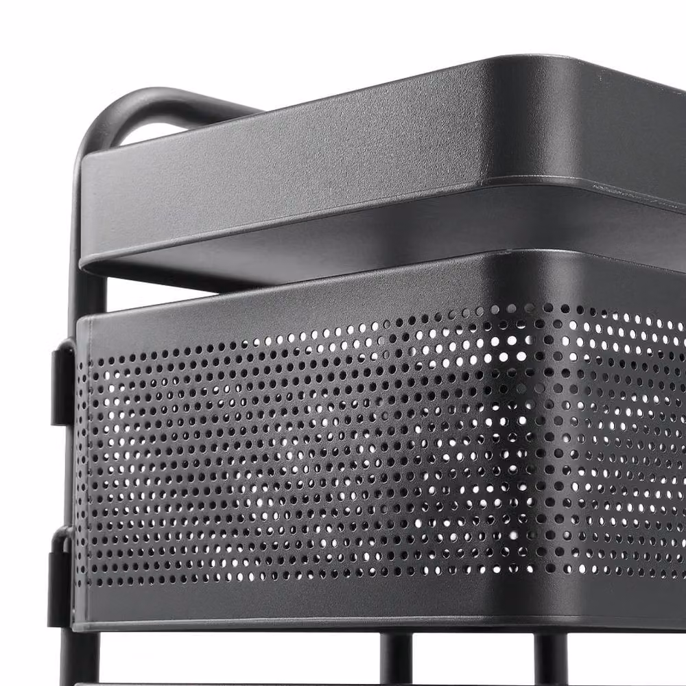 Garden Sanctuary 5-Tier Metal Kitchen and Balcony Storage Rack with Wheels in Matt Black – 6