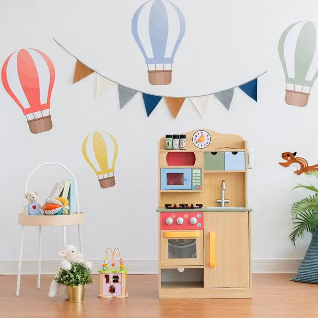 Teamson Kids Interactive Wooden Play Kitchen in Brown