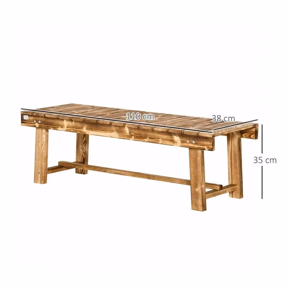 EONLION Brown Lacquered Wood Outdoor Garden Bench Loveseat, Width: 100 cm – 2