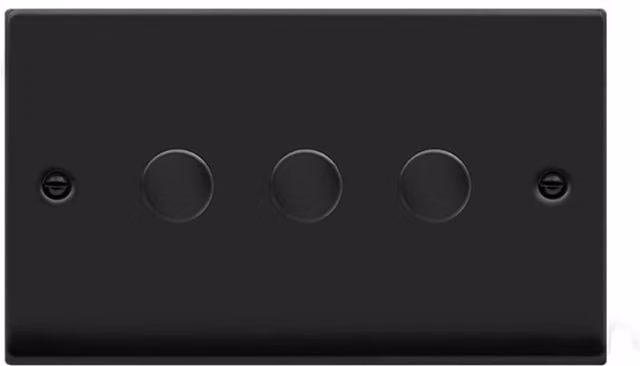 SE HOME Black 3 Gang 2 Way 100W LED Dimmer Light Switch Flush Plate