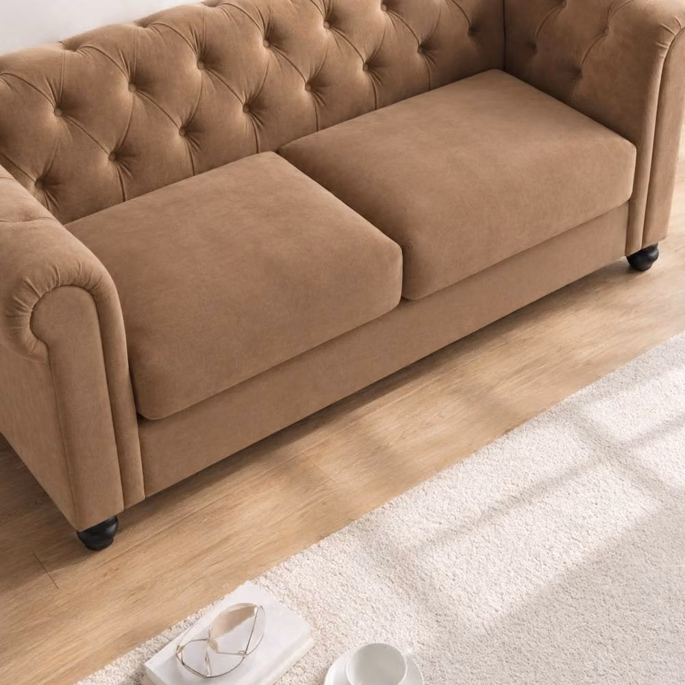 Sofaya Hampton 2 Seater Chesterfield Velvet Sofa in Brown – 2