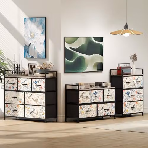 HOMCOM Modern White Fabric Chest of Drawers with 4 Drawers for Bedroom or Living Room – 8