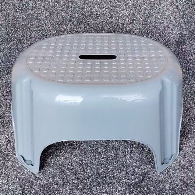 RSW Anti-Slip Grey Plastic Step Stool, W/D/H: 43.0 x 43.0 x 33.0 cm
