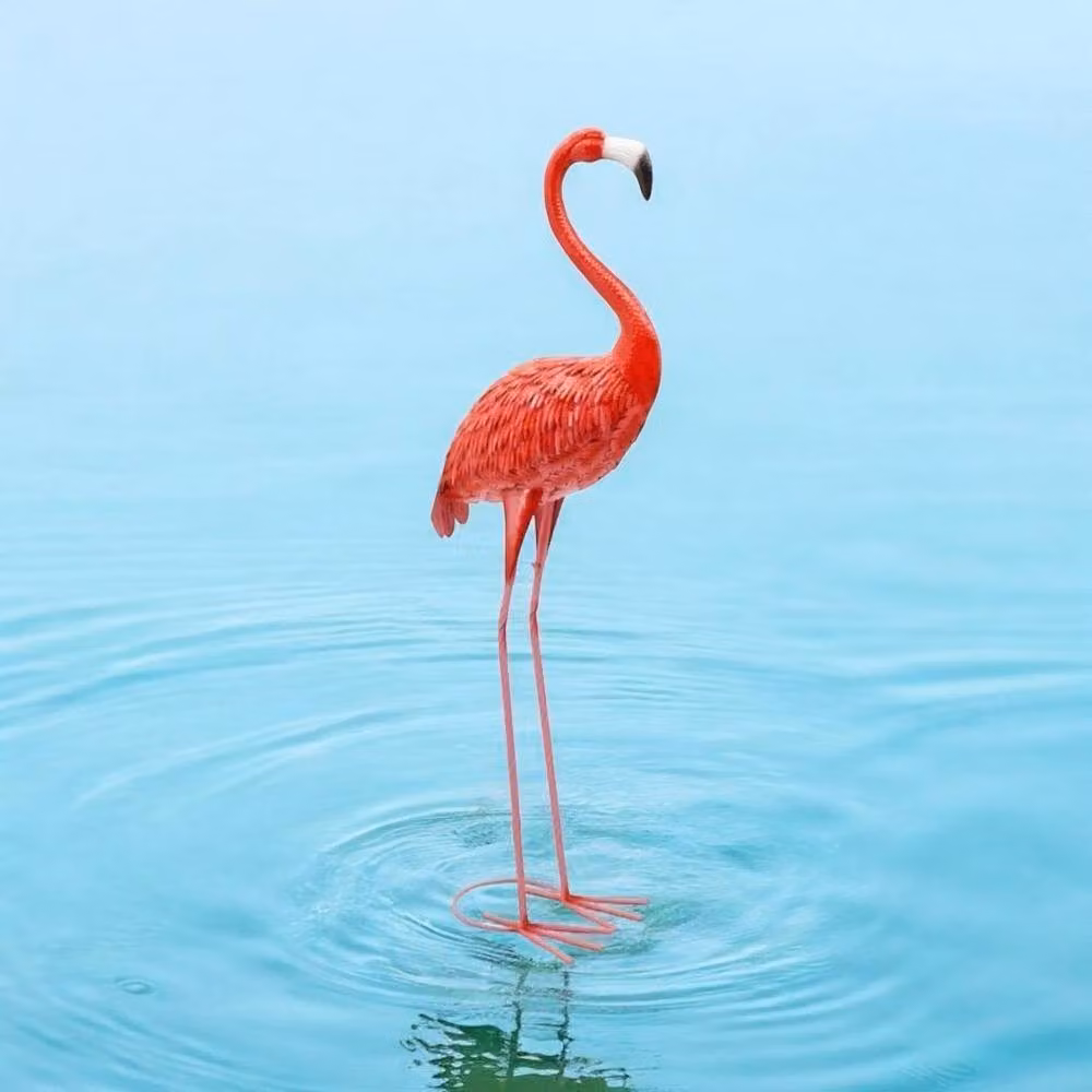 Minster Flamingo Metal Garden Ornament, Pink, W: 50 cm, H: 150 cm
