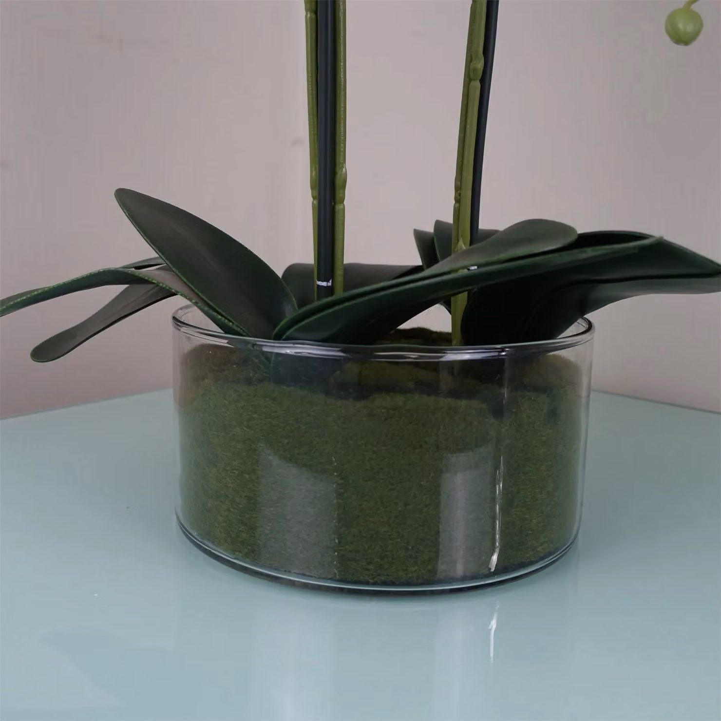 Botanik Pink Artificial Orchid with Glass Planter in Green, H 50 cm x W 40 cm x D 40 cm – 4