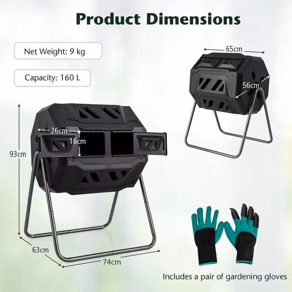 Kelvenix Dual Chamber Compost Bin in Black – 2