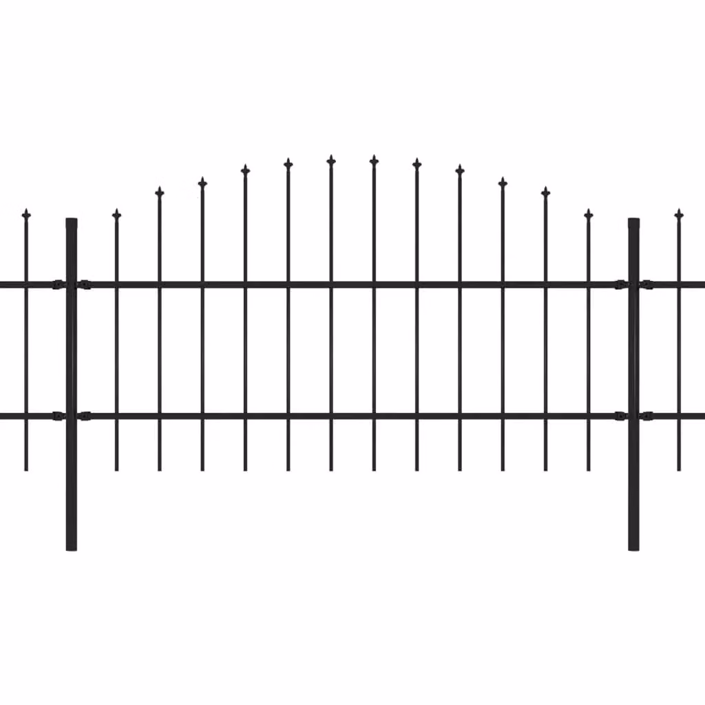 Berkfield Home Garden Spear Top Steel Fence, Black, W/H: 8.5 x 1.5 m
