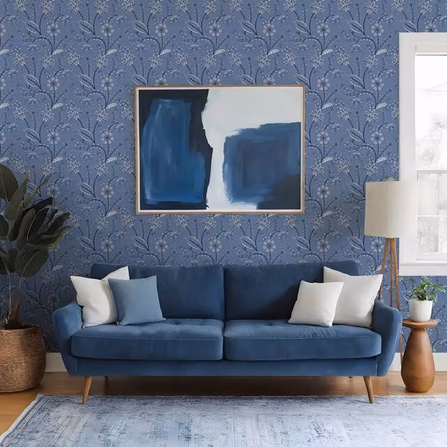 I Love Wallpaper Jacobean Floral Wallpaper in Cornflower Blue
