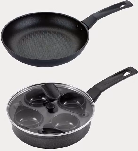 Prestige 2 Piece Non-Stick Aluminium Frying Pan and Lid Set, Black