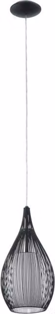 Loops Suspended Pendant Light in Black with White Satin Glass Shade, E27, 1x60W