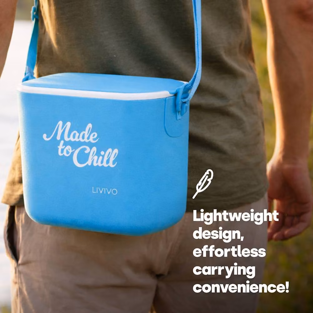 LIVIVO Lightweight Portable 5 l Foam Insulated Cool Box with Carrying Strap, Blue – 3