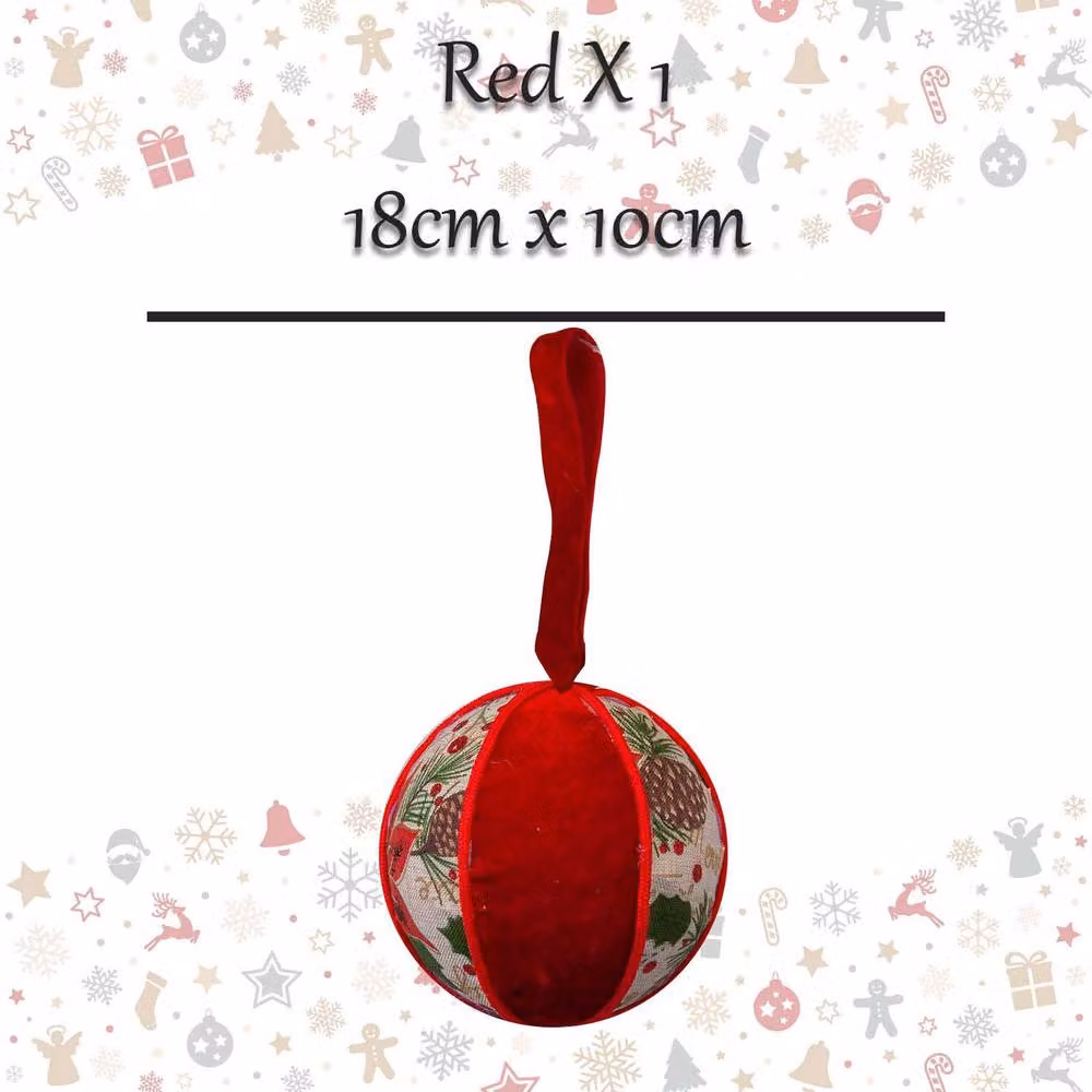 VFM e-Store Red Christmas Hanging Bauble Decoration, W/D/H: 18 x 18 x 10 cm – 2