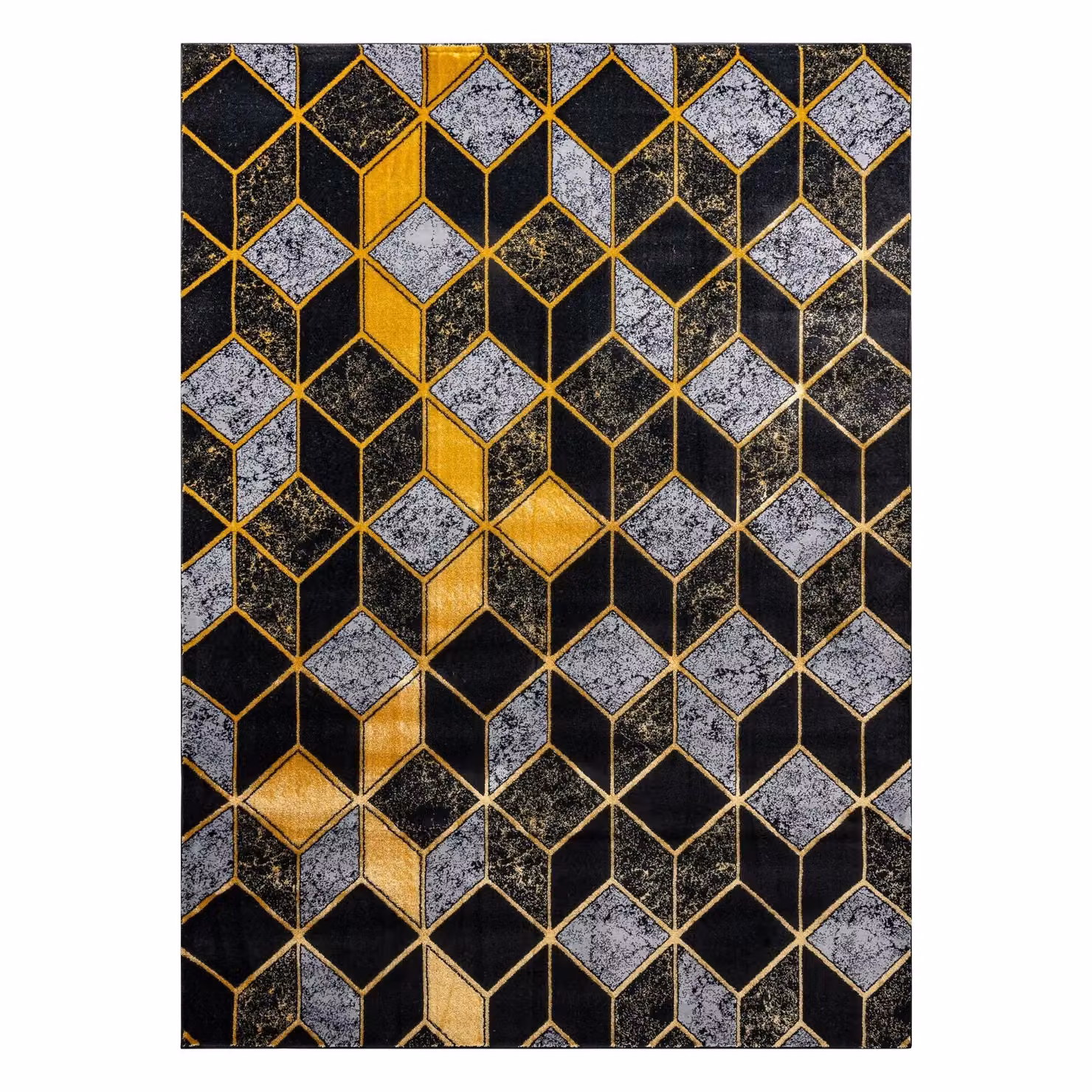RugsX Gloss Geometric Art Deco Rug in Black, Grey and Multicolour, W: 140 cm, D: 190 cm – 3