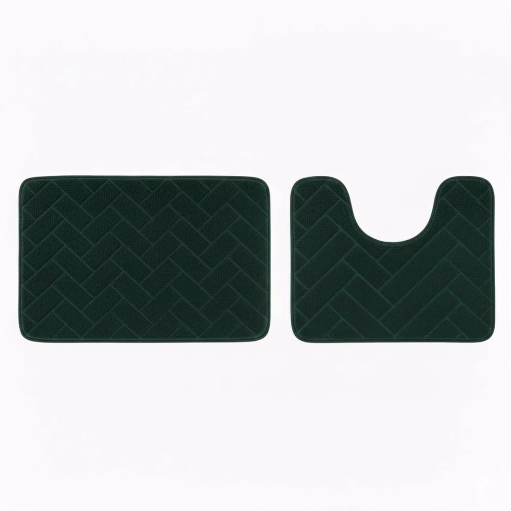 Snug City City Block Design Memory Foam Bath Mat Set in Green, W: 80 cm x D: 50 cm – 2