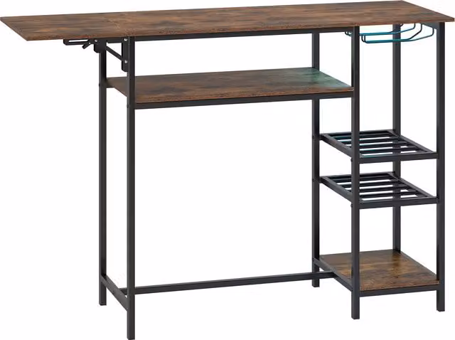 Costway Industrial Counter Height Bar Table in Brown