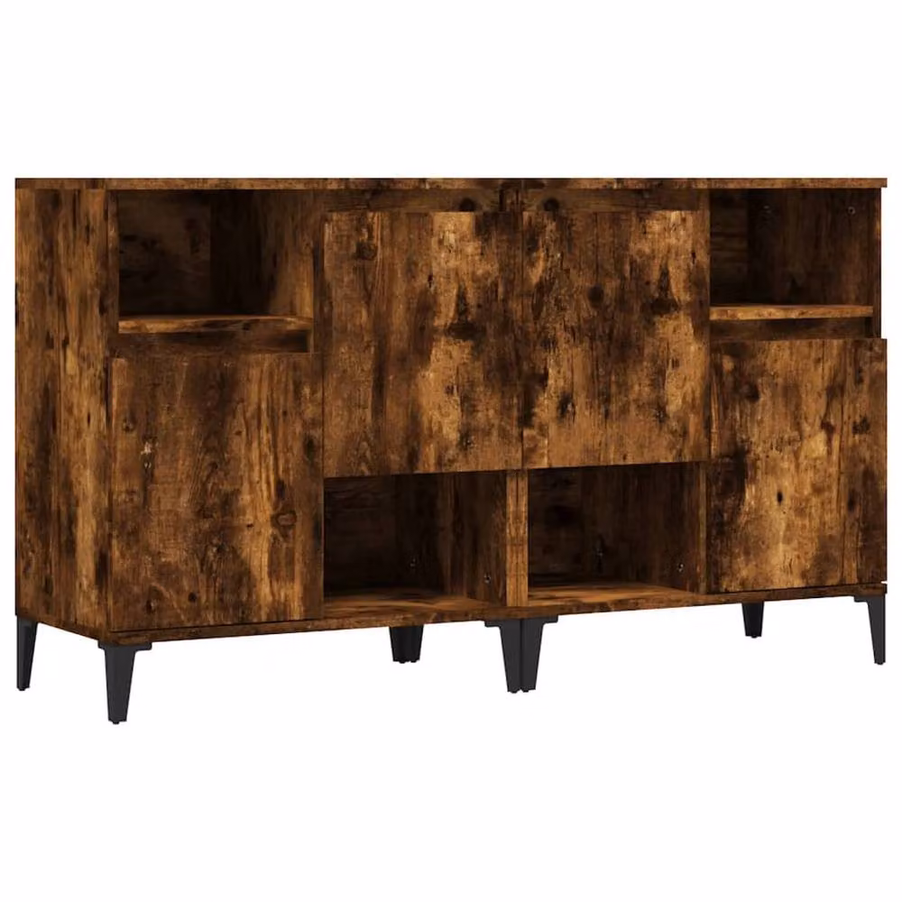 Berkfield Home Set of 2 Smoked Oak Sideboards in Brown, W/D/H: 60 x 35 x 70 cm – 2